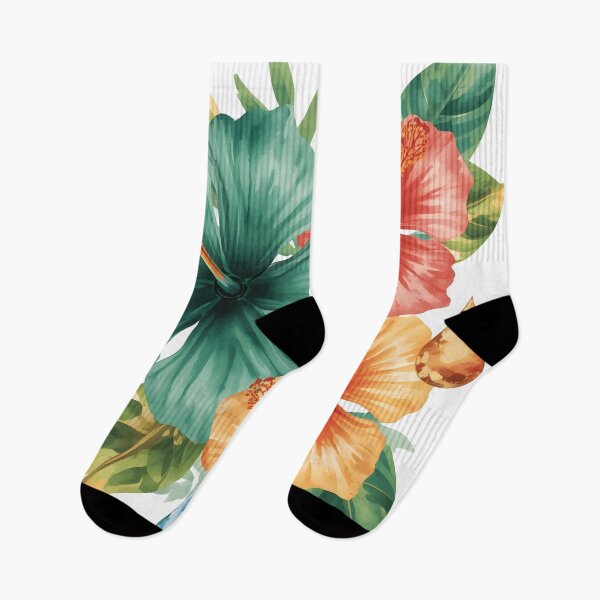Item preview, Vibrant Tropical Hibiscus Flowers Watercolor Floral Art designed and sold by Luna-Flow.