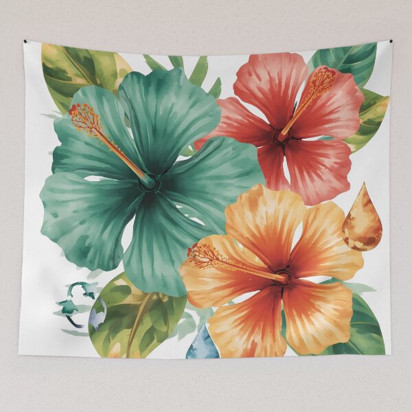 Item preview, Vibrant Tropical Hibiscus Flowers Watercolor Floral Art designed and sold by Luna-Flow.