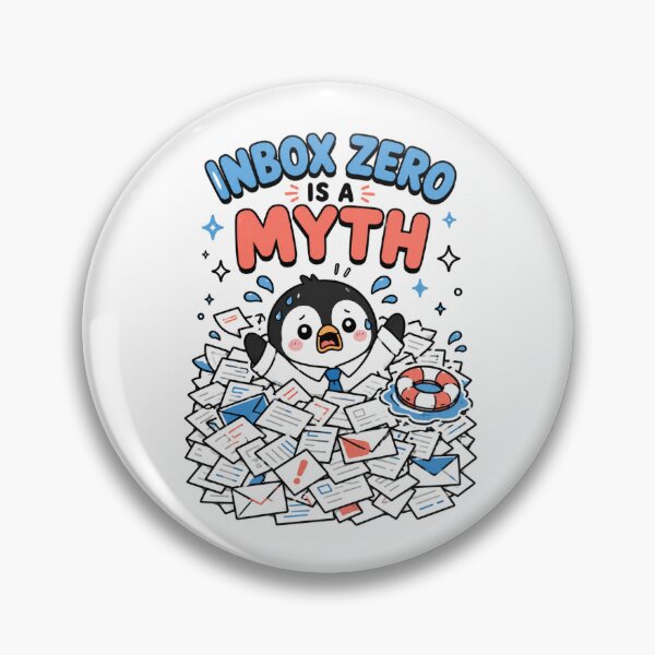 Item preview, Cute Penguin Inbox Zero Is A Myth Funny Work Shirt — Drowning In Emails Kawaii Office Humor Gift Tee designed and sold by MaynyStudio.