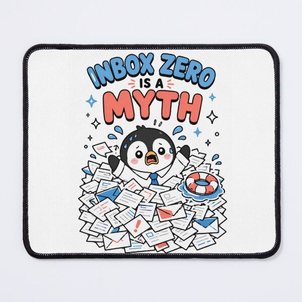 Item preview, Cute Penguin Inbox Zero Is A Myth Funny Work Shirt — Drowning In Emails Kawaii Office Humor Gift Tee designed and sold by MaynyStudio.