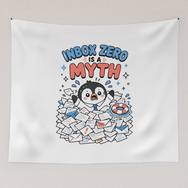 Item preview, Cute Penguin Inbox Zero Is A Myth Funny Work Shirt — Drowning In Emails Kawaii Office Humor Gift Tee designed and sold by MaynyStudio.
