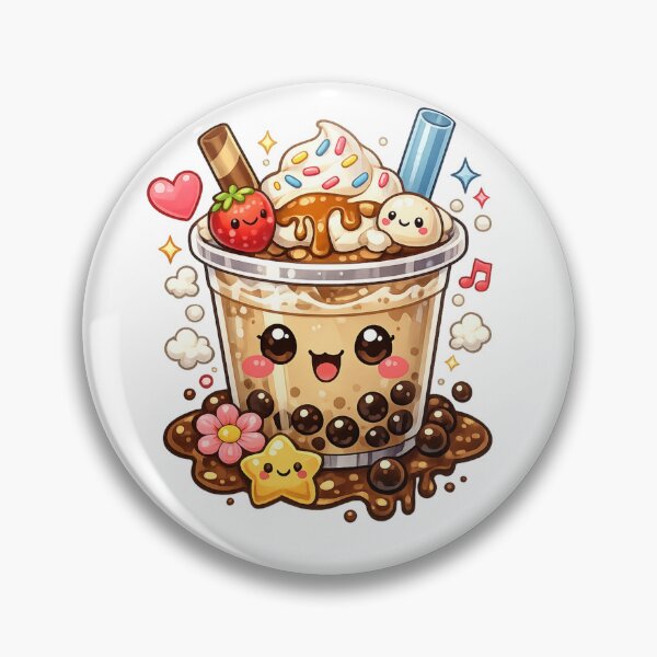 Item preview, Kawaii Cute Boba Bubble Tea with Ice Cream and Strawberry designed and sold by muhammadkhafidh.