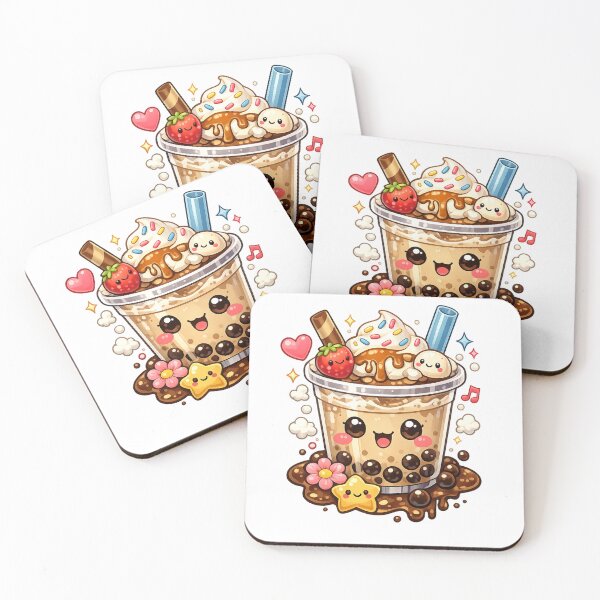 Item preview, Kawaii Cute Boba Bubble Tea with Ice Cream and Strawberry designed and sold by muhammadkhafidh.