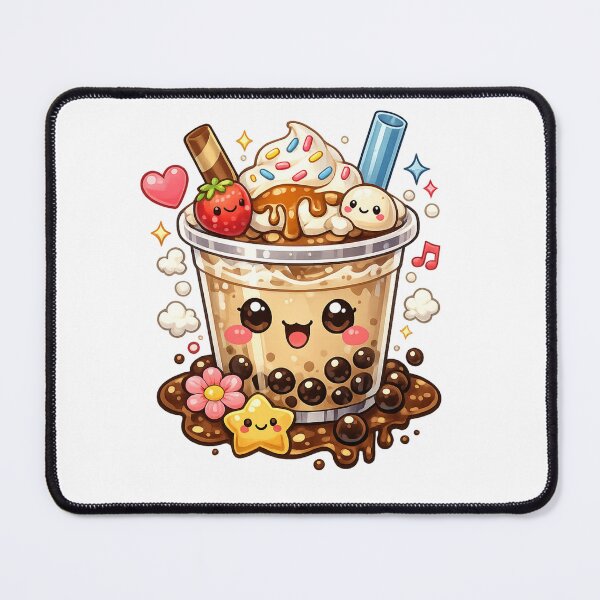 Item preview, Kawaii Cute Boba Bubble Tea with Ice Cream and Strawberry designed and sold by muhammadkhafidh.