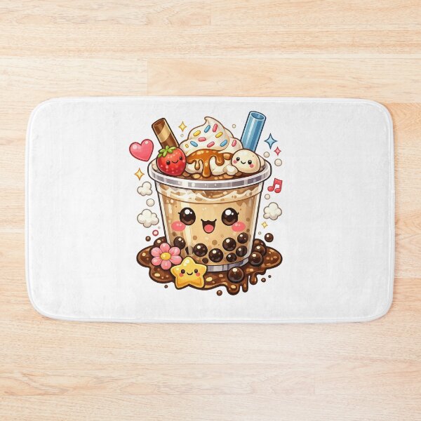 Item preview, Kawaii Cute Boba Bubble Tea with Ice Cream and Strawberry designed and sold by muhammadkhafidh.