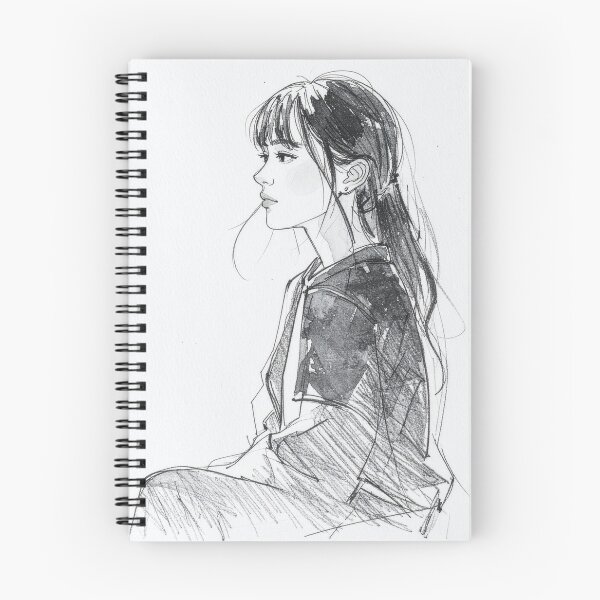 Item preview, Minimalist Anime Girl Pencil Sketch Portrait designed and sold by BetweenForms.