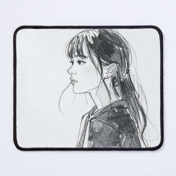 Item preview, Minimalist Anime Girl Pencil Sketch Portrait designed and sold by BetweenForms.