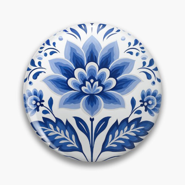 Item preview, Blue Folk Art Floral Motif - Traditional Ceramic Style Pattern designed and sold by tonylau81.