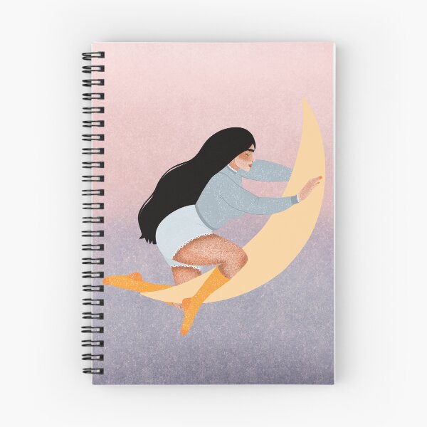 Item preview, Dreamy Whimsical Girl Hugging The Crescent Moon designed and sold by Grin Katalina Floral Patterns & Cozy Art.