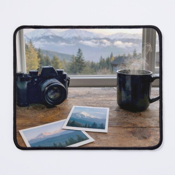 Item preview, Mountain Scene Snapshots with Camera and Coffee designed and sold by Maria Dryfhout.