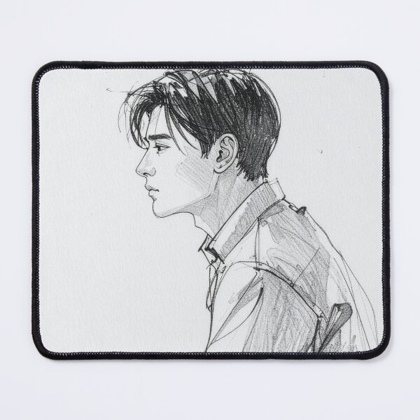 Item preview, Minimalist Anime Man Pencil Sketch Portrait designed and sold by BetweenForms.