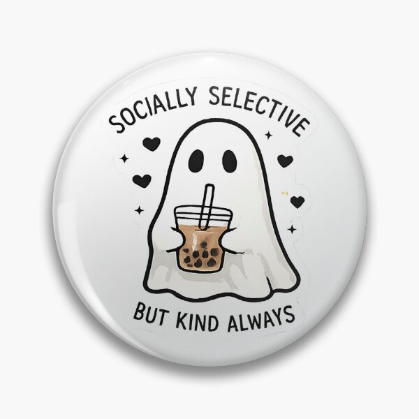 Item preview, Socially Selective But Kind Always - Cute Ghost Boba Quote designed and sold by muhammadkhafidh.