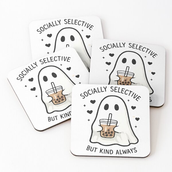 Item preview, Socially Selective But Kind Always - Cute Ghost Boba Quote designed and sold by muhammadkhafidh.