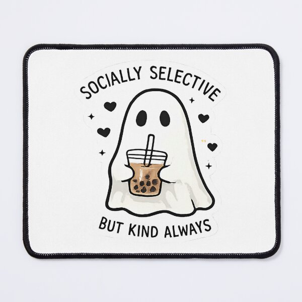 Item preview, Socially Selective But Kind Always - Cute Ghost Boba Quote designed and sold by muhammadkhafidh.