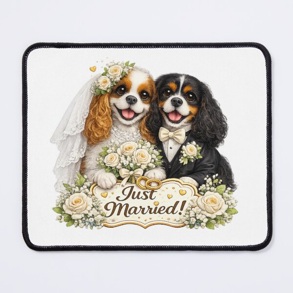 Item preview, Just married Blenheim/Tri Cavaliers designed and sold by SpottyRainbow.