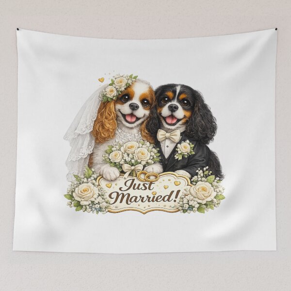 Item preview, Just married Blenheim/Tri Cavaliers designed and sold by SpottyRainbow.