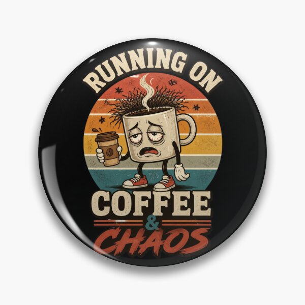 Item preview, Running on Coffee & Chaos – Retro Funny Mug Design designed and sold by ABLAT-CREATIONS.