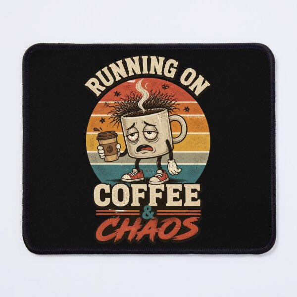 Item preview, Running on Coffee & Chaos – Retro Funny Mug Design designed and sold by ABLAT-CREATIONS.
