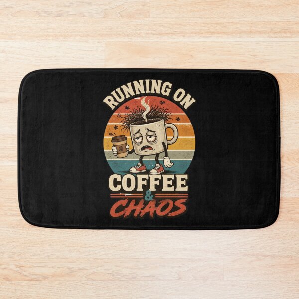 Item preview, Running on Coffee & Chaos – Retro Funny Mug Design designed and sold by ABLAT-CREATIONS.
