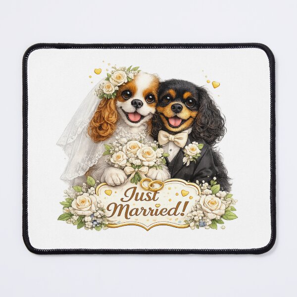 Item preview, Just married Blenheim/Black and Tan Cavaliers designed and sold by SpottyRainbow.