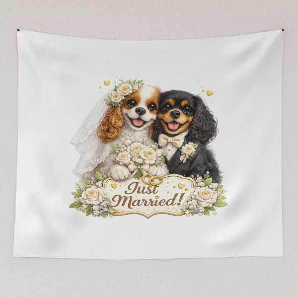 Item preview, Just married Blenheim/Black and Tan Cavaliers designed and sold by SpottyRainbow.