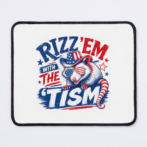 Item preview, Rizz'em With The 'Tism Autism Neurodiversity Opossum Patriot Humor designed and sold by RetroMini2026.