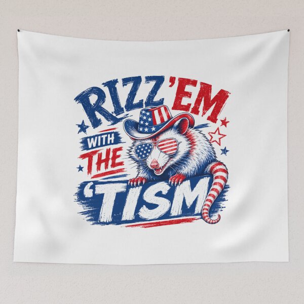 Item preview, Rizz'em With The 'Tism Autism Neurodiversity Opossum Patriot Humor designed and sold by RetroMini2026.