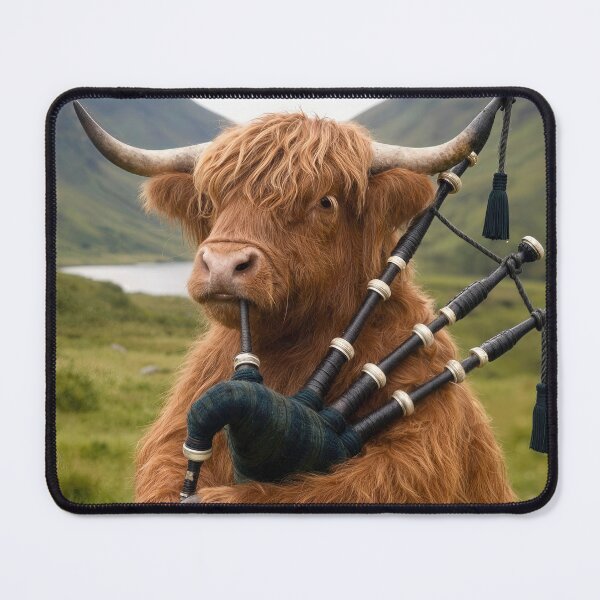 Item preview, Scottish Highland Cow Playing the Bagpipes designed and sold by Maria Dryfhout.