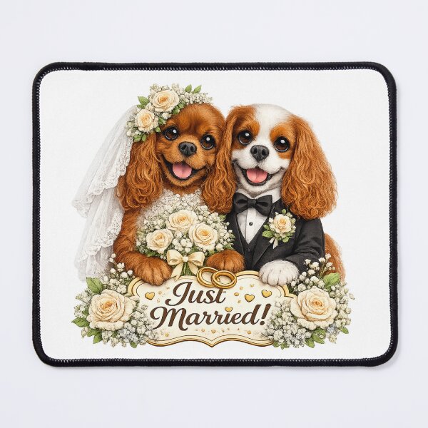 Item preview, Just married Ruby/Blenheim Cavaliers designed and sold by SpottyRainbow.