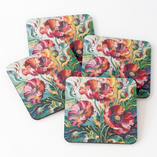 Item preview, Colorful poppies,oil paint. designed and sold by elegantpaterns.