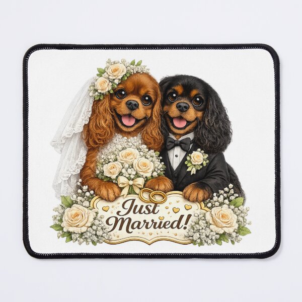 Item preview, Just married Ruby/Black and Tan Cavaliers designed and sold by SpottyRainbow.
