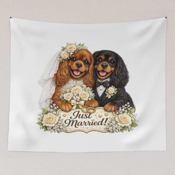 Item preview, Just married Ruby/Black and Tan Cavaliers designed and sold by SpottyRainbow.