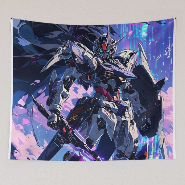 Item preview, Cyber Mecha Warrior Art Print | Neon Gundam Style Anime Robot Sci-Fi Aesthetic Poster designed and sold by Dyan4.