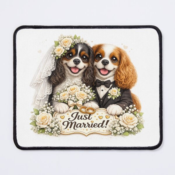 Item preview, Just married Tri/Blenheim Cavaliers designed and sold by SpottyRainbow.