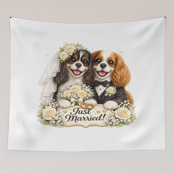 Item preview, Just married Tri/Blenheim Cavaliers designed and sold by SpottyRainbow.