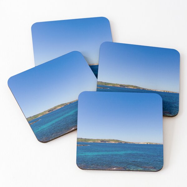 Item preview, Tranquil Blue Seascape With Rocky Coastline, Clear Sky and Distant Shoreline Panorama designed and sold by Nmallia.