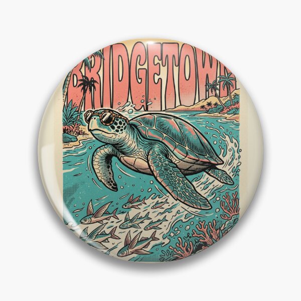 Item preview, Retro Pop Art Bridgetown Barbados Sea Turtle designed and sold by DuckOddity.