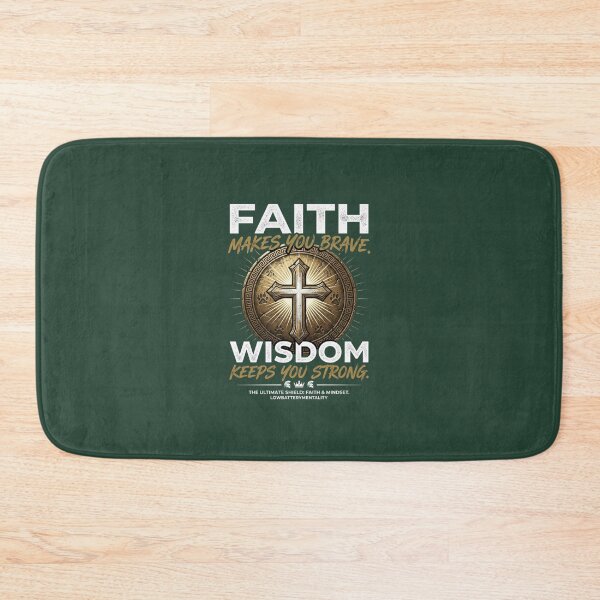 Item preview, Faith Makes You Brave Wisdom Keeps You Strong Shield Cross designed and sold by LowBatteryStudio ⭐.