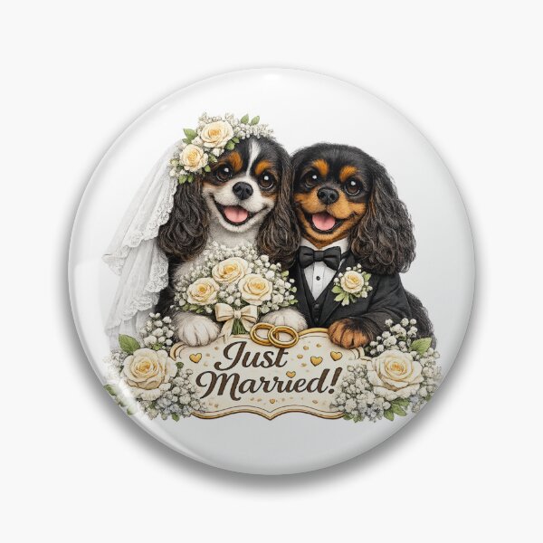 Item preview, Just married Tri/Black and Tan Cavaliers designed and sold by SpottyRainbow.
