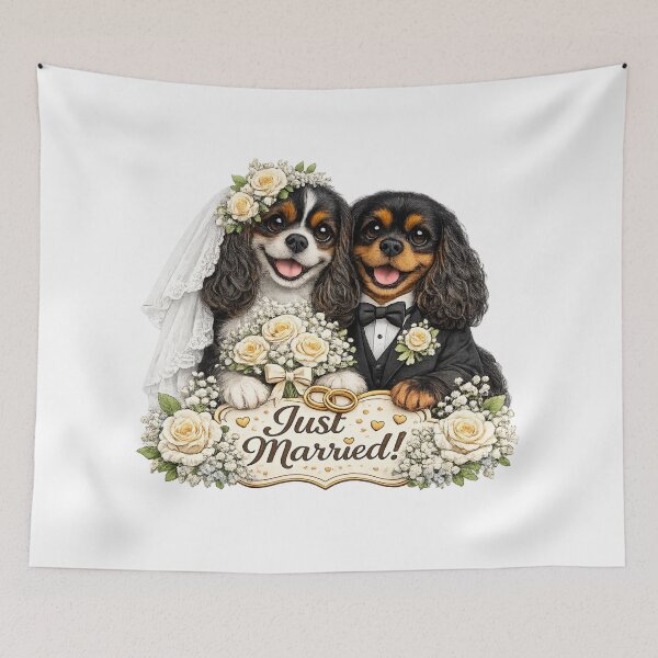 Item preview, Just married Tri/Black and Tan Cavaliers designed and sold by SpottyRainbow.