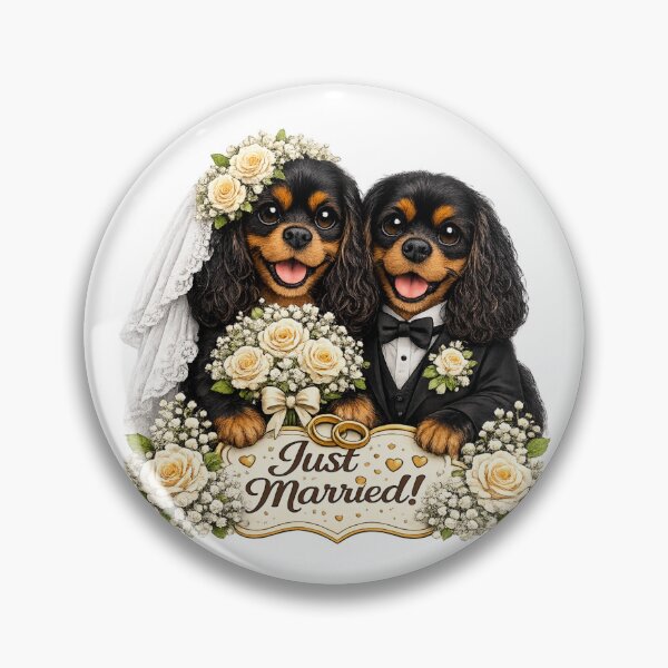 Item preview, Just married Black and Tan/Black and Tan Cavaliers designed and sold by SpottyRainbow.