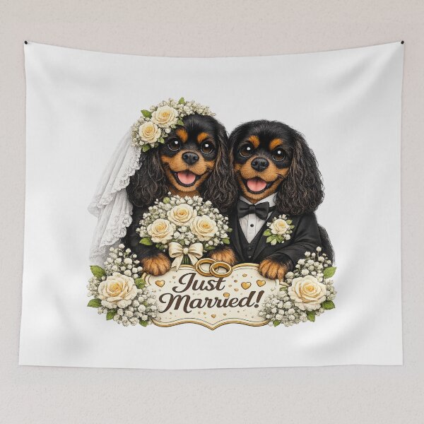 Item preview, Just married Black and Tan/Black and Tan Cavaliers designed and sold by SpottyRainbow.