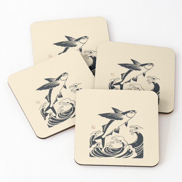 Item preview, Minimalist Ukiyo-e Bridgetown Barbados Flying Fish designed and sold by DuckOddity.