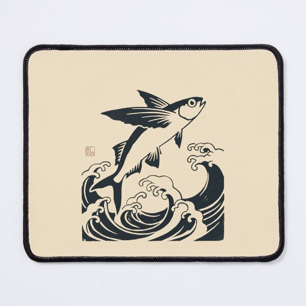 Item preview, Minimalist Ukiyo-e Bridgetown Barbados Flying Fish designed and sold by DuckOddity.