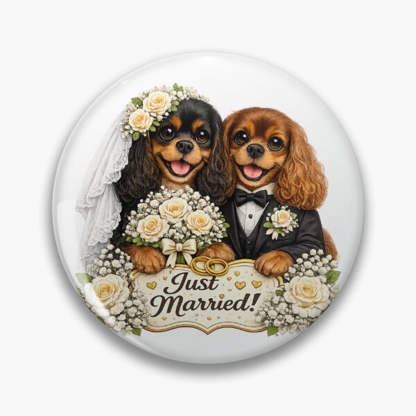 Item preview, Just married Black and Tan/Ruby Cavaliers designed and sold by SpottyRainbow.