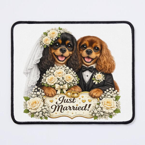 Item preview, Just married Black and Tan/Ruby Cavaliers designed and sold by SpottyRainbow.