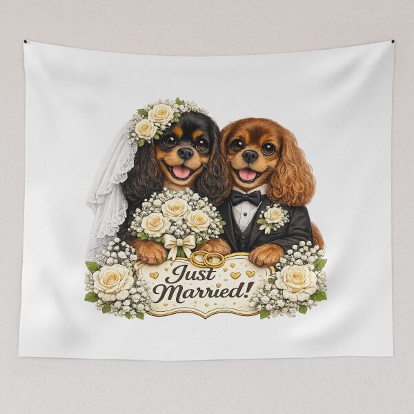 Item preview, Just married Black and Tan/Ruby Cavaliers designed and sold by SpottyRainbow.