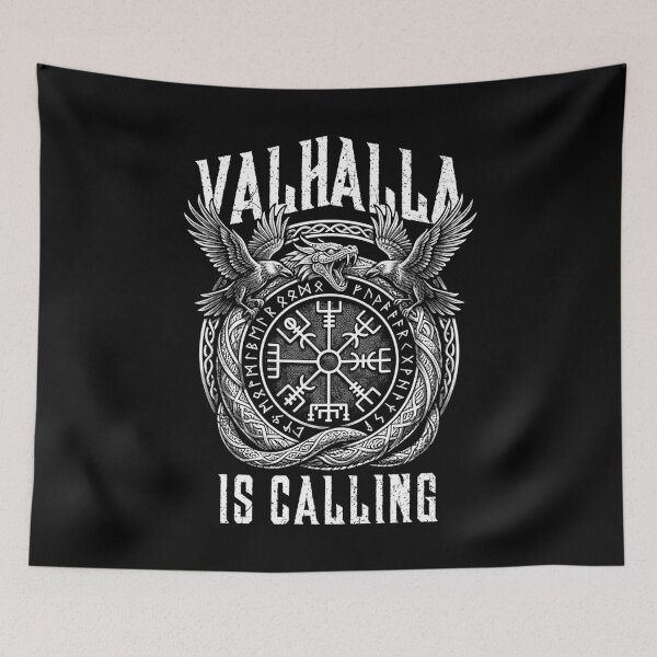 Item preview, Valhalla Is Calling Viking Serpent Rune Compass Ravens designed and sold by GrandeDuc.