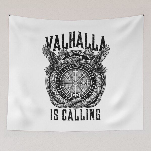 Item preview, Valhalla Is Calling Viking Serpent Rune Compass Ravens designed and sold by GrandeDuc.