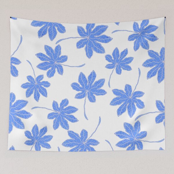 Item preview, Aesthetic Blue Tropical Leaves Pattern designed and sold by altastudio.